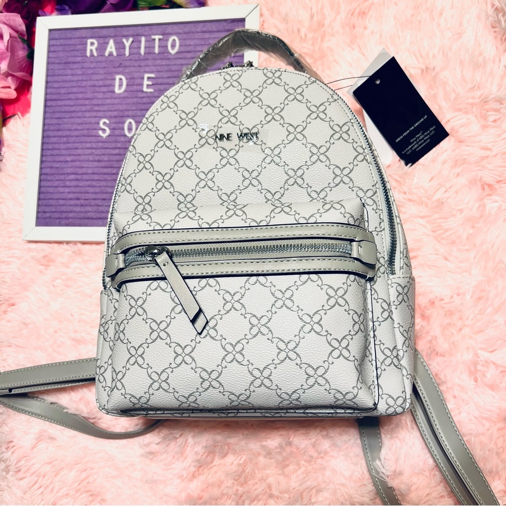 NWT Nine West medium beige canvas backpack 🎒 gray